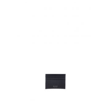 Portcart de piele cu model piele de reptila - Negru