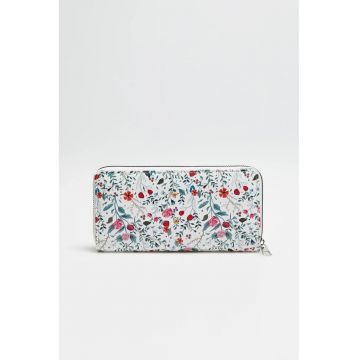 Portofel alb cu imprimeu floral ONE SIZE