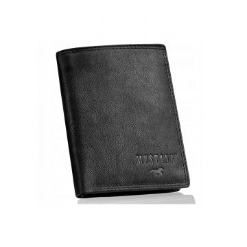 Portofel Barbati -  High Wallet - Uni - Negru - Piele Naturala - Cu Logo - Design Clasic Casual - Ideal Pentru Uz Zilnic - Material Durabil Premium - Stil Casual Si Elegant