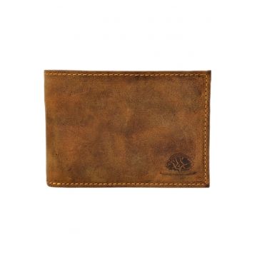 Portofel barbati piele naturala maro antichizat 11.5 x 8.5 x 2.0 cm - Vintage -