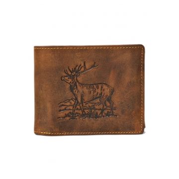 Portofel barbati piele naturala maro antichizat 12.5 x 10.5 x 3.0 cm - Vintage Hunting -