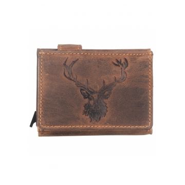 Portofel carduri unisex piele naturala maro antichizat - negru 8 x 10 x 3 - Vintage Hunting - - Maro - 8 x 10 x 3 cm
