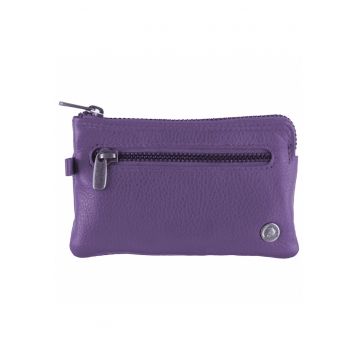 Portofel chei dama piele naturala 11.5 x 7.5 x 1 cm - Spongy Nappa - - Mov