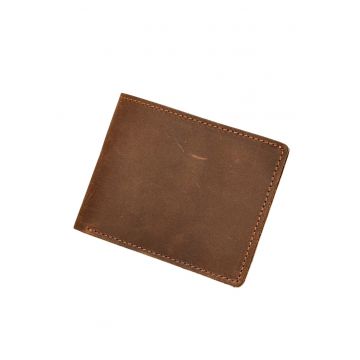Portofel compact piele naturala crazy horse Clas B Busy Lady & Gentleman coffee