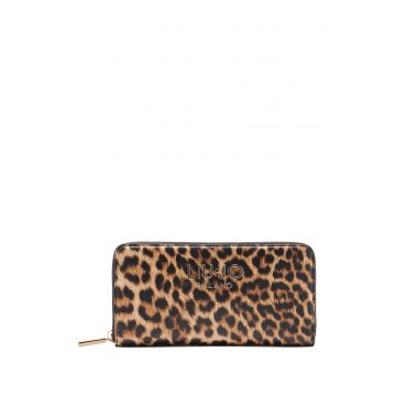 Portofel cu femoar si animal print - Maro/Galben