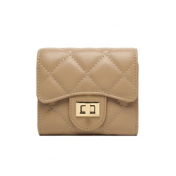 Portofel dama  bej textil compact elegant
