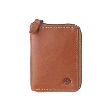 Portofel dama piele naturala 10 x 13 x 2.5 cm - TORNADO - - Coniac