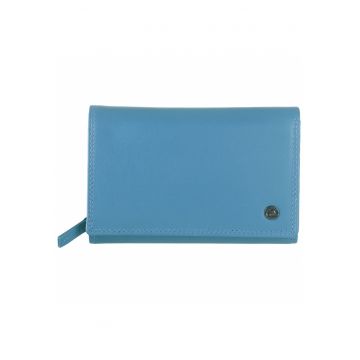 Portofel dama piele naturala 15.5 x 10 x 3.5 cm - Spongy Nappa - - Albastru