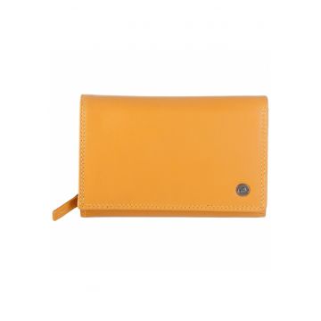 Portofel dama piele naturala 15.5 x 10 x 3.5 cm - Spongy Nappa - - Galben