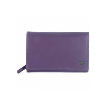 Portofel dama piele naturala 15.5 x 10 x 3.5 cm - Spongy Nappa - - Mov
