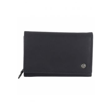 Portofel dama piele naturala 15.5 x 10 x 3.5 cm - Spongy Nappa - - Negru