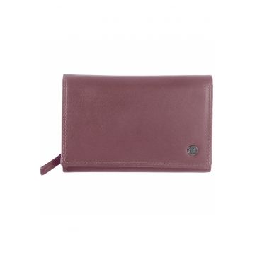 Portofel dama piele naturala 15.5 x 10 x 3.5 cm - Spongy Nappa - - Visiniu