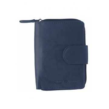 Portofel dama piele naturala 9.5 x 12.5 x 3 cm - Basic - - Bleumarin