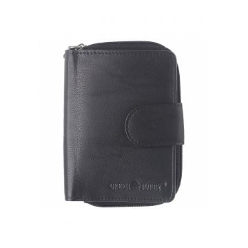 Portofel dama piele naturala 9.5 x 12.5 x 3 cm - Basic - - Negru