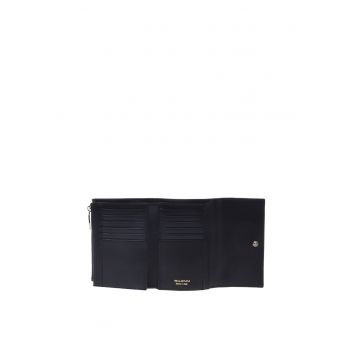 Portofel de piele cu animal print - Negru