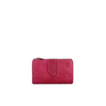 Portofel din piele cu capsa Caspian - Fucsia