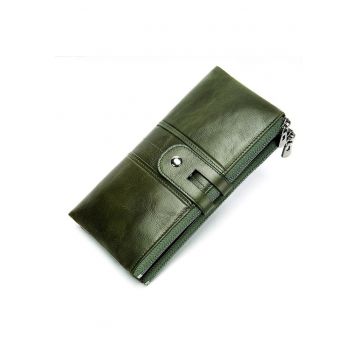 Portofel din piele naturala cu protectie anti scanare carduri RFID Treviso - Verde Moss