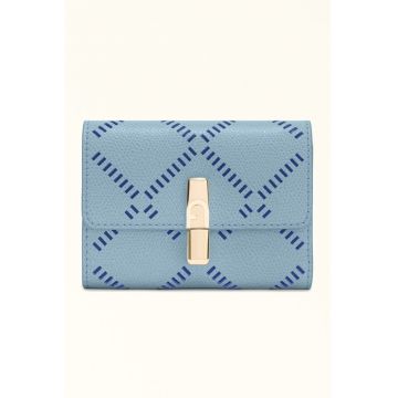 Portofel pliabil din piele cu model Iride - Albastru pastel/Albastru indigo
