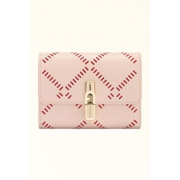 Portofel pliabil din piele cu model Iride - Fucsia/Roz pastel