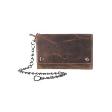 Portofel unisex piele naturala maro antichizat 17 x 10 cm - Vintage -
