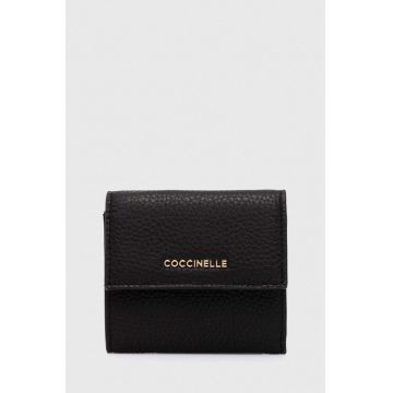 Coccinelle portofel de piele femei, culoarea negru, E2 MW5 11 B8 01