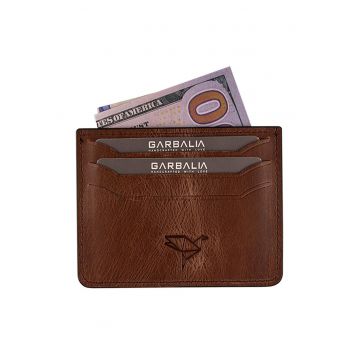 Portcart din piele cu logo discret