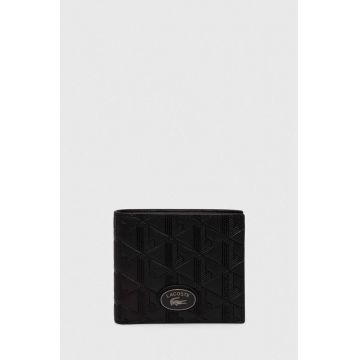 Lacoste portofel de piele barbati, culoarea negru