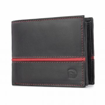 Portofel barbati Delis, Frederic PT1157, piele naturala, Negru - Rosu