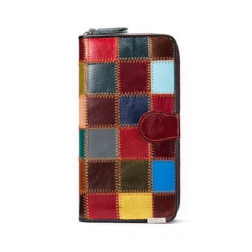 Portofel dama, Becca PT1153, piele naturala, model multicolor