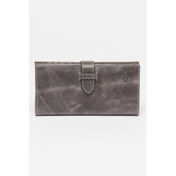 Portofel de piele cu detaliu stantat - Gri inchis