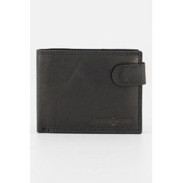 Portofel de piele cu sloturi pentru card - Negru