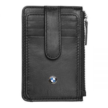 Mini Portofel din piele naturala, pentru barbati, cu sigla Bmw, negru