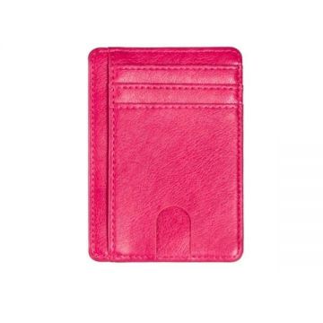 Port card Ultra Slim Blocare Rfid din piele ecologica, Fucsia