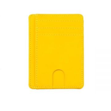 Port card Ultra Slim Blocare Rfid din piele ecologica, Galben