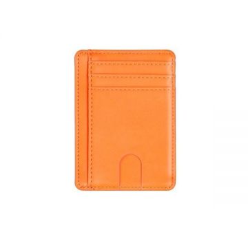Port card Ultra Slim Blocare RFID din piele ecologica, Portocaliu