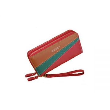 Portofel dama, mare, Fashion Classic, cu bareta, piele ecologica premium, rosu