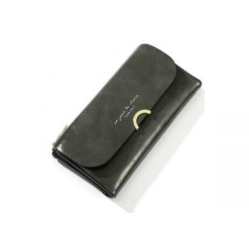 Portofel dama, mare, Taomicmic, piele ecologica premium, cu capsa, gri