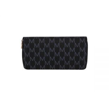 Portofel dama, negru cu imprimeu, Univers Fashion