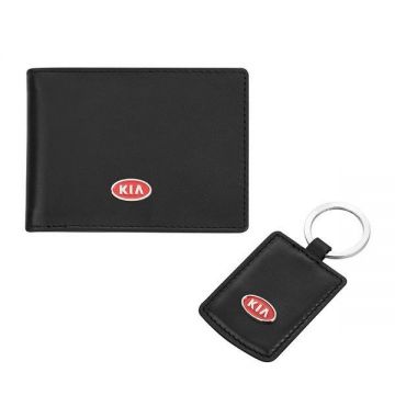 Set breloc si husa documente, KIA, piele naturala