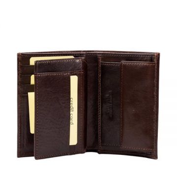 Portofel Leone Maro Cafea RFID/NFC Deschidere Verticala