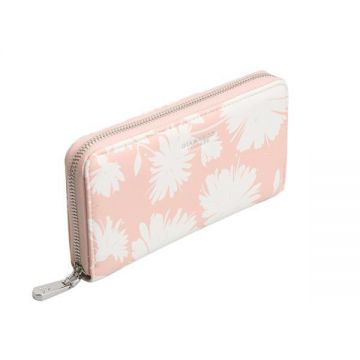 Portofel Marion Roz Cu Print Floral Și 1 Fermoar