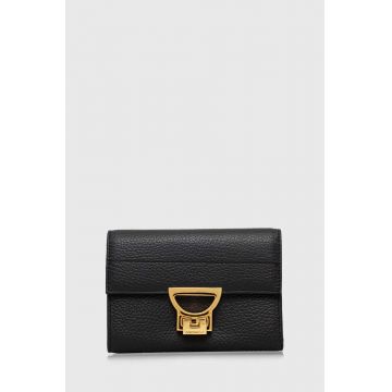 Coccinelle portofel de piele femei, culoarea negru